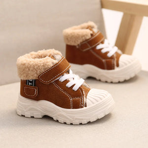 Kid's Girls Leather Round Toe Lace-Up Closure Waterproof Shoes