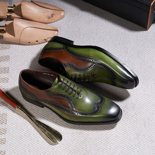 Men's PU Leather Pointed Toe Lace-Up Closure Elegant Oxford Shoes