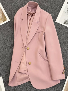 Women's Polyester Notched Full Sleeves Single Breasted Blazer