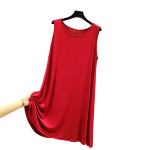 Women's Polyester O-Neck Sleeveless Nightgown Sexy Sleepwear Dress