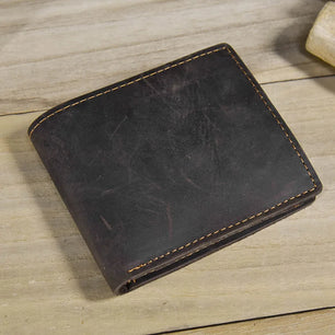 Men's Genuine Leather Solid Pattern Card Holder Trendy Wallets