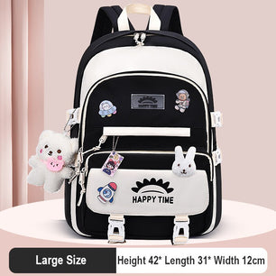 Kid's Nylon Cartoon Pattern Zipper Closure Large Capacity Backpack