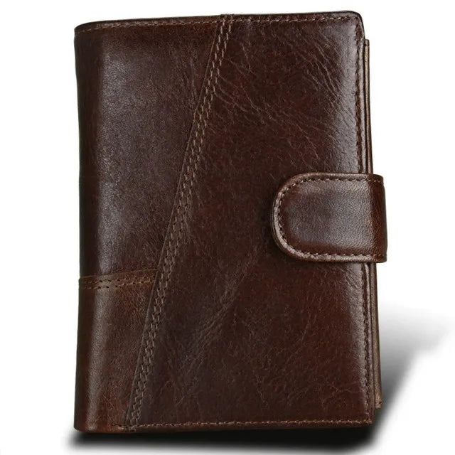 Men's Genuine Leather Card Holder Solid Pattern Trendy Wallets