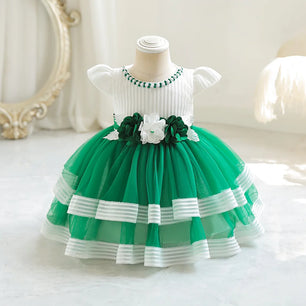 Kid's Girl Polyester Short Sleeves Patchwork Pattern Princess Dress