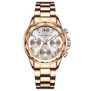 Women's Stainless Steel Round Shaped Waterproof Luxury Watch