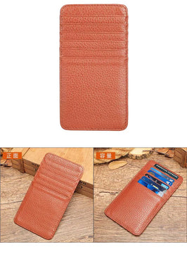 Women's Genuine Leather Solid Pattern Card Holder Mini Wallets