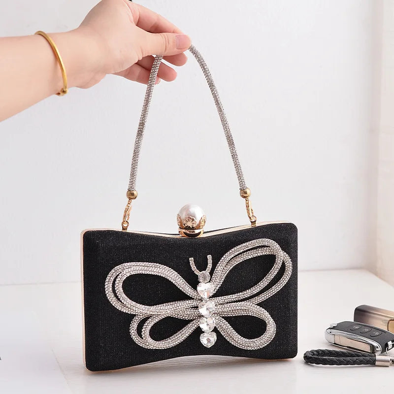 Women's Polyester Hasp Closure Luxury Bow Pattern Wedding Clutch