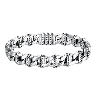 Men's 100% 925 Sterling Silver Geometric Shaped Ethnic Bracelet