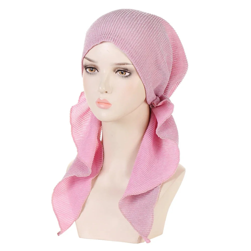 Women's Arabian Polyester Headwear Solid Pattern Casual Hijabs