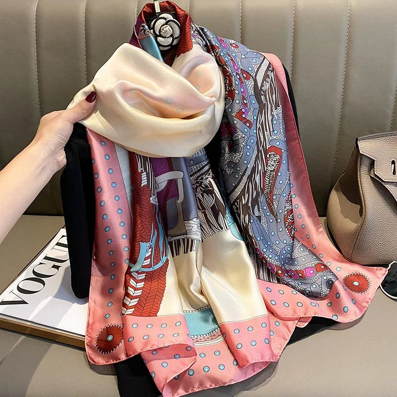 Women's Silk Neck Wrap Printed Pattern Trendy Beach Scarves