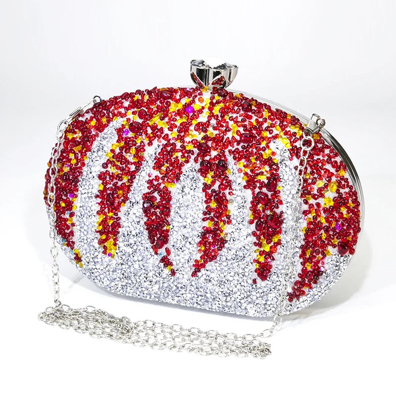 Women's Polyester Hasp Closure Rhinestone Evening Wedding Clutch