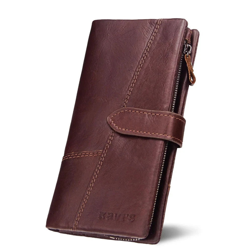 Men's Genuine Leather Zipper Hasp Card Holder Trendy Wallets