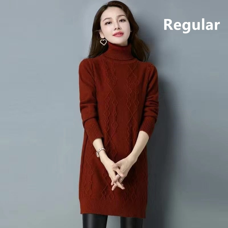 Women's Acrylic Turtleneck Full Sleeves Pullover Knitwear Sweater