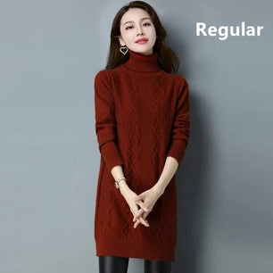 Women's Acrylic Turtleneck Full Sleeves Pullover Knitwear Sweater