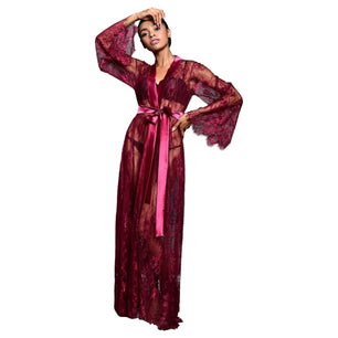 Women's Spandex V-Neck Long Sleeves Patchwork Sleepwear Dress