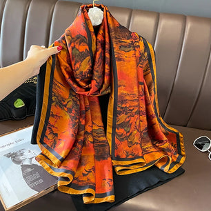 Women's Silk Head Wrap Printed Pattern Trendy Beach Scarves