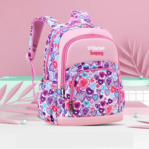 Kid's Nylon Zipper Closure Printed Pattern Trendy School Backpack