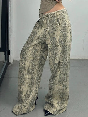 Women's Polyester Zipper Fly Closure Printed Pattern Trousers