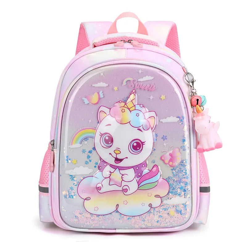 Kid's Girl Polyester Zipper Closure Waterproof School Backpack