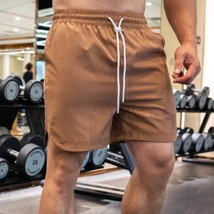 Men's Polyester Quick-Dry Solid Pattern Running Sport Shorts