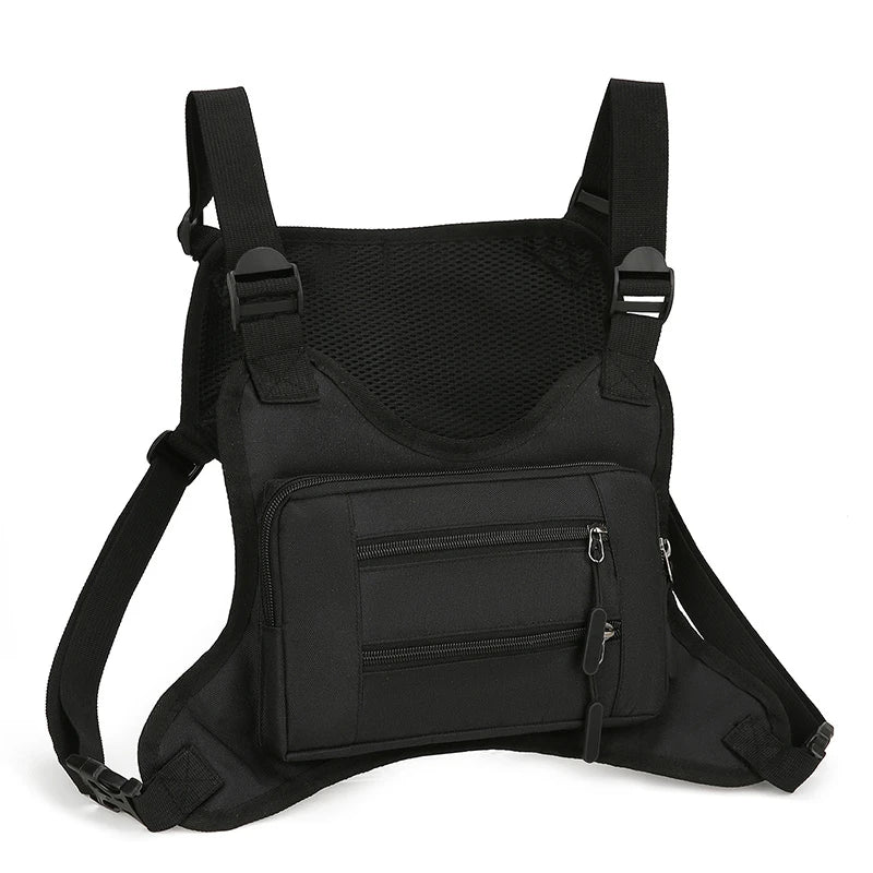 Men's Oxford Zipper Closure Solid Casual Chest Pack Shoulder Bag