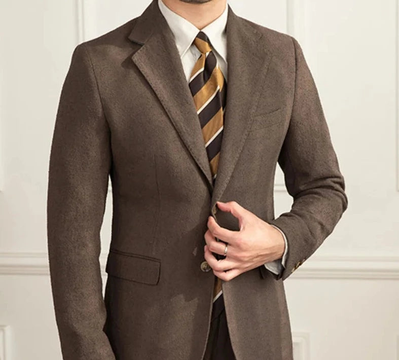 Men's Notched Polyester Long Sleeve Single Breasted Blazers Set