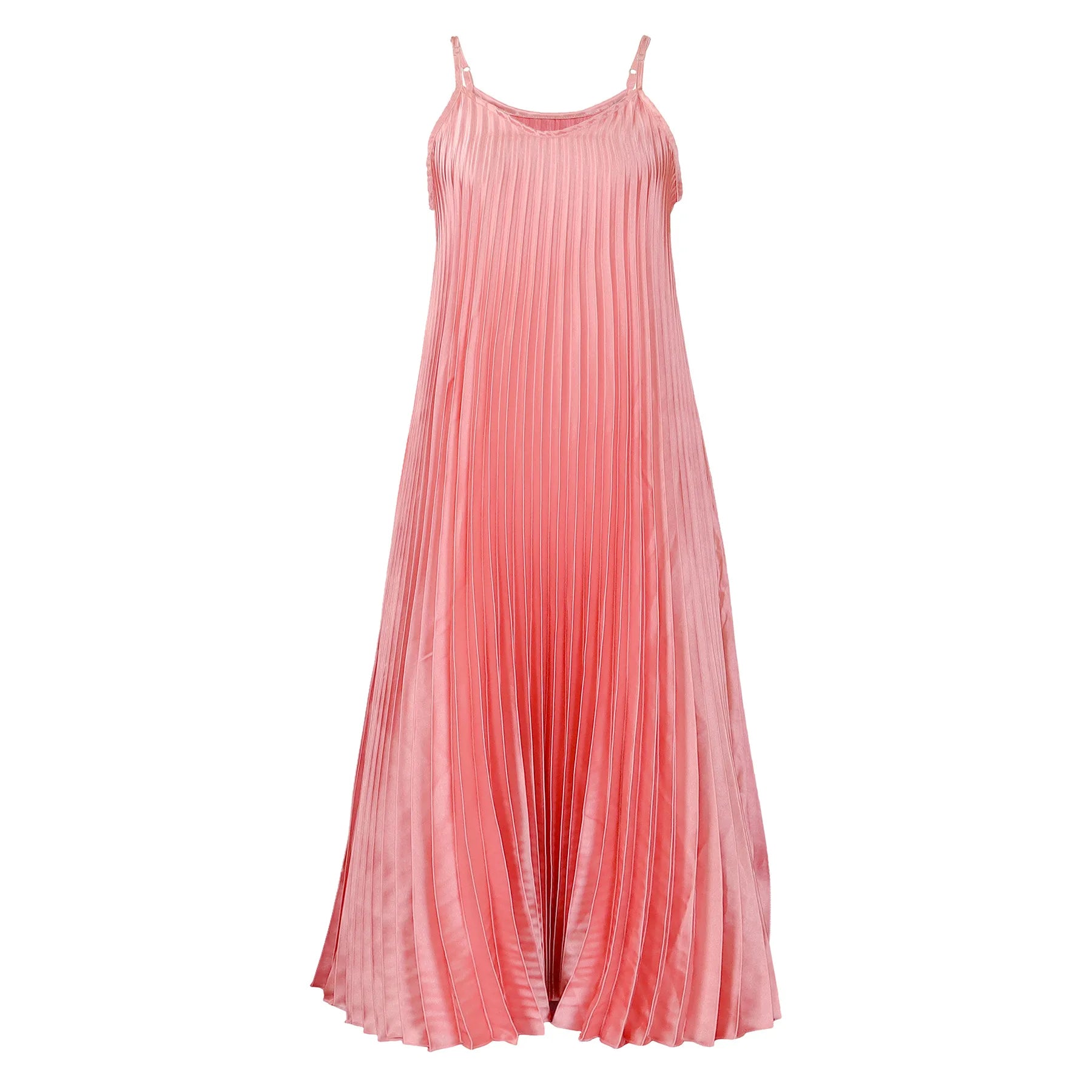 Women's Polyester V-Neck Sleeveless Pleated Pattern Sexy Dress