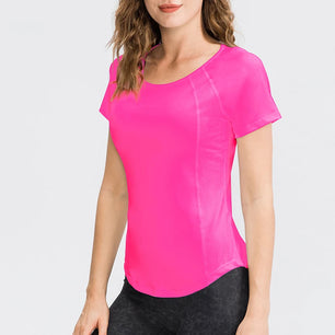 Women's Spandex Short Sleeves Breathable Workout Fitness Top