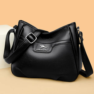 Women's PU Leather Solid Pattern Zipper Closure Shoulder Bag