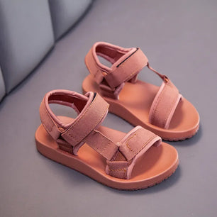 Kid's PU Open Toe Hook Loop Closure Solid Pattern Casual Sandals