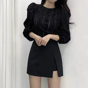 Women's Polyester High Waist Solid Pattern Casual Wear Skirts