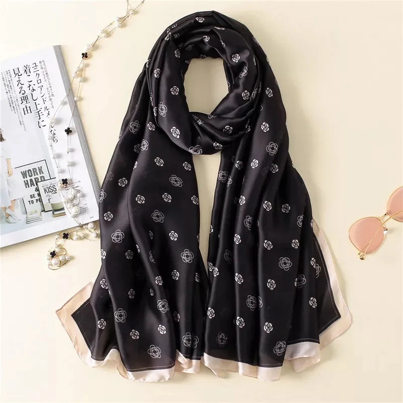 Women's Silk Neck Wrap Floral Pattern Trendy Beach Scarves