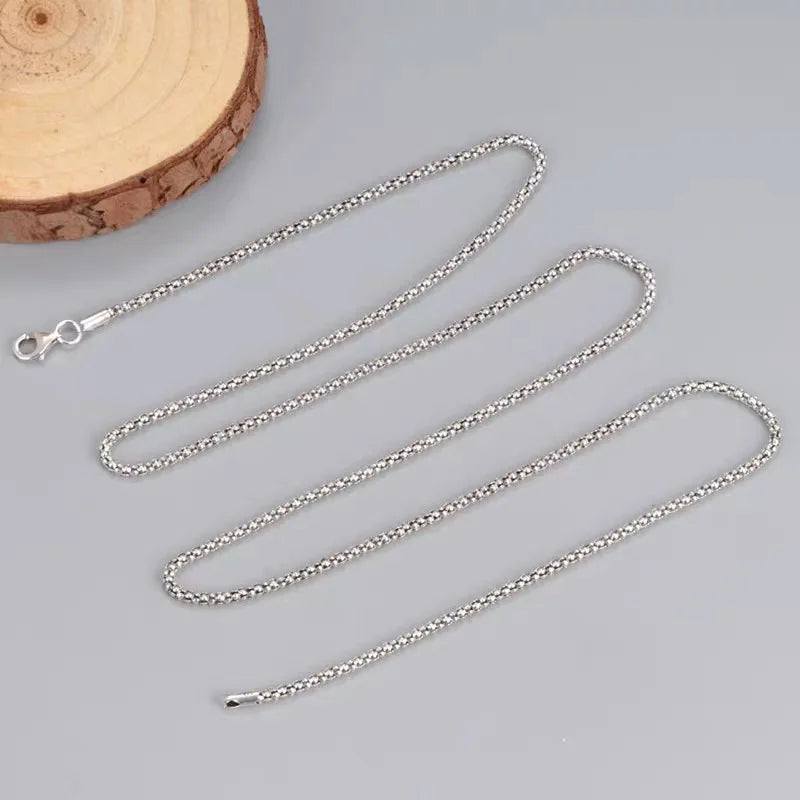 Men's 925 Sterling Silver Popcorn Chain Geometric Pattern Necklace