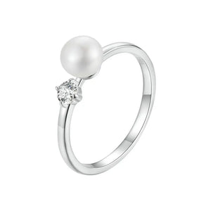 Women's 100% 925 Sterling Silver Natural Pearl Moissanite Ring