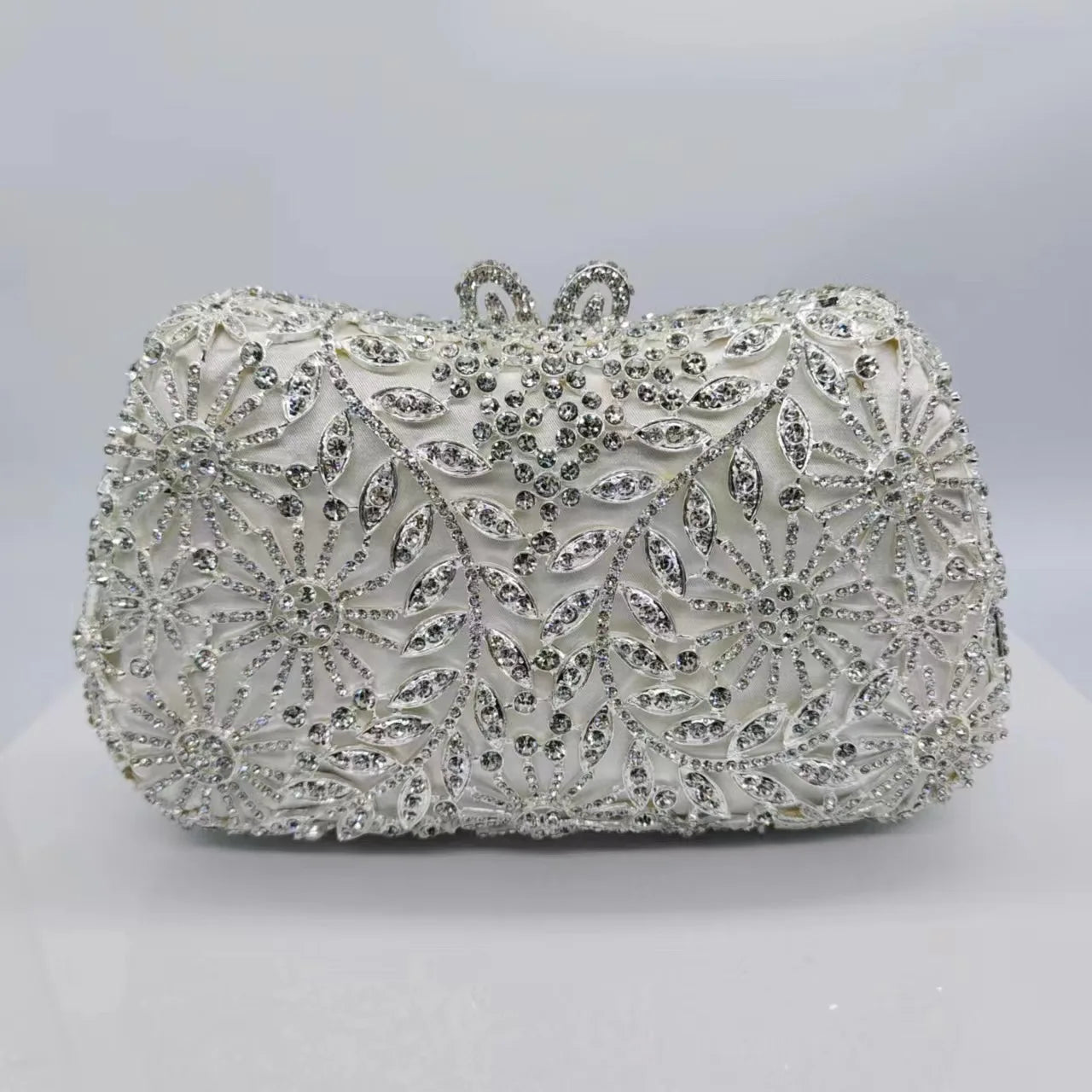 Women's Metallic Hasp Closure Rhinestone Pattern Wedding Clutch