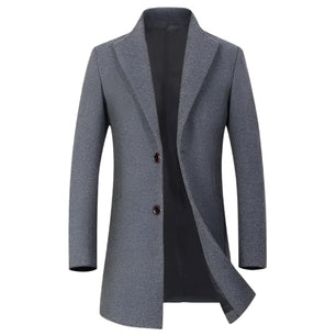 Men's Polyester Turn-Down Collar Full Sleeve Single Breasted Coat