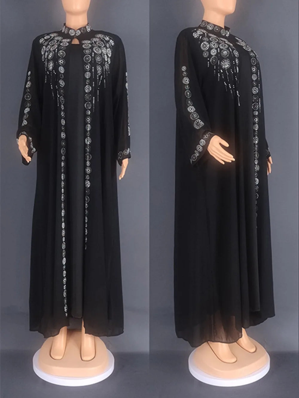 Women's Arabian Polyester Full Sleeves Embroidery Pattern Dress