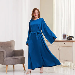 Women's Arabian Polyester Full Sleeves Solid Pattern Casual Dress