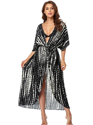 Women's Polyester Long Sleeves Printed Kaftan Beach Cover Up