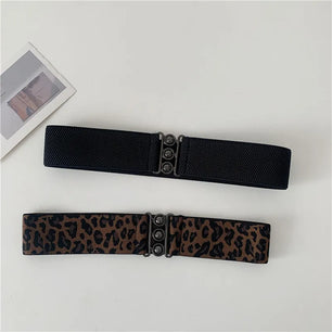 Women's Spandex Buckle Closure Leopard Pattern Trendy Belts