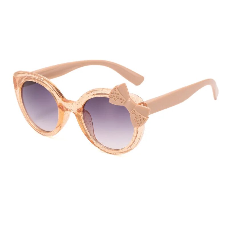 Kid's Resin Frame Round Shaped UV400 Bowknot Trendy Sunglasses