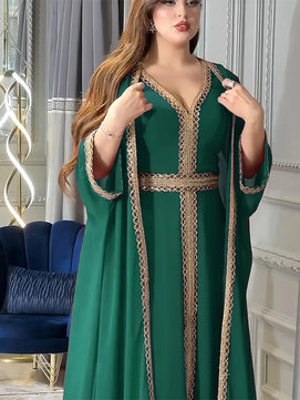 Women's Arabian Polyester Full Sleeves Embroidery Casual Dress