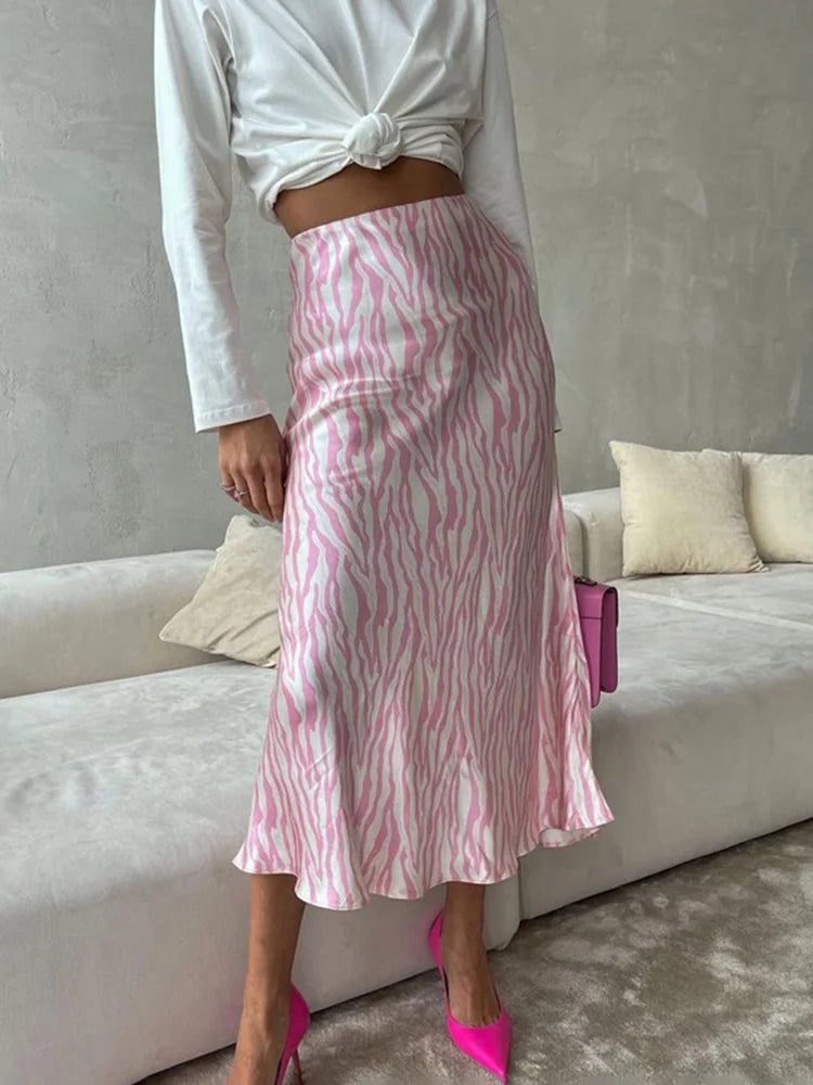 Women's Polyester High Waist Printed Pattern Casual Wear Skirts