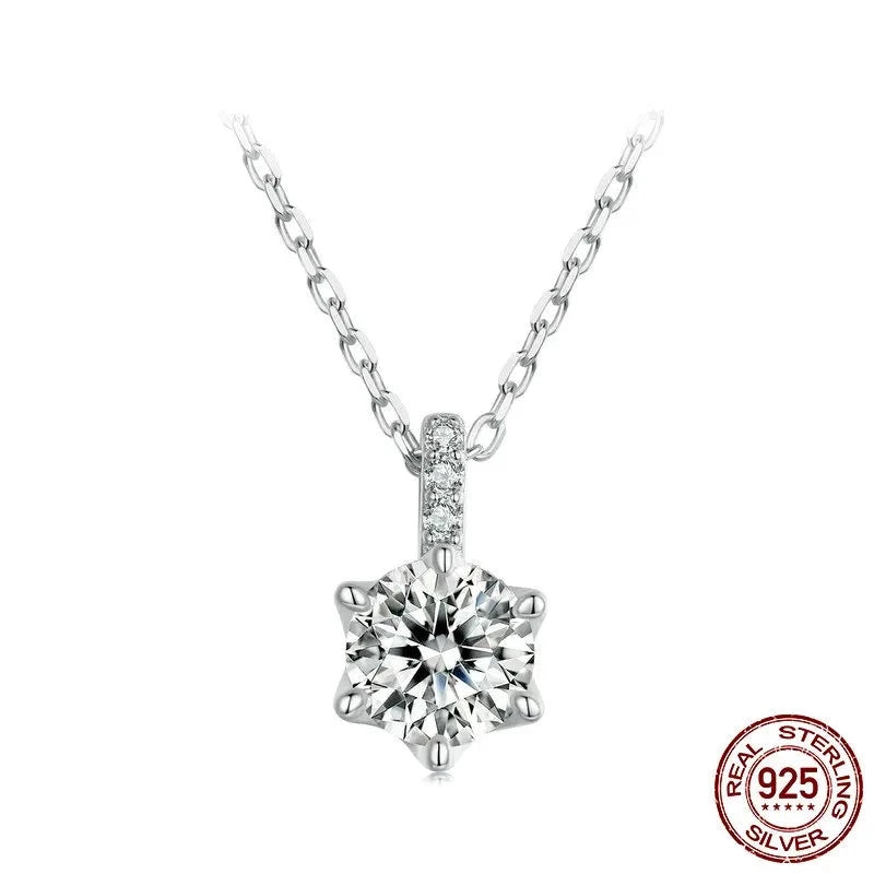 Women's 100% 925 Sterling Silver Zircon Wedding Classic Necklace