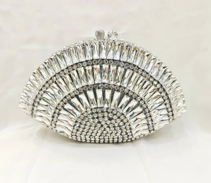 Women's Metallic Hasp Closure Rhinestone Pattern Wedding Clutch