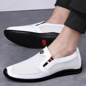 Men's Genuine Leather Round Toe Slip-On Closure Casual Shoes