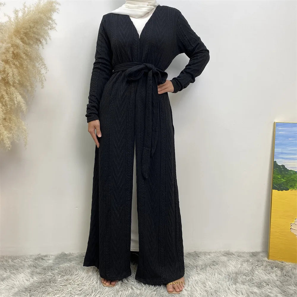 Women's Arabian Polyester Full Sleeve Solid Pattern Casual Abaya