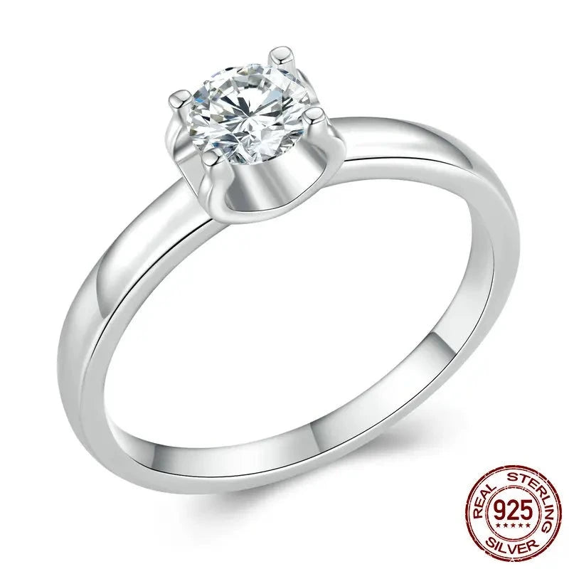 Women's 100% 925 Sterling Silver Moissanite Engagement Ring