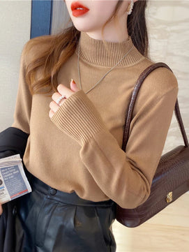 Women's Acrylic Turtleneck Full Sleeve Solid Pattern Sweater