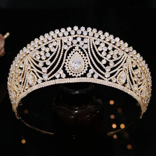 Women's Copper Water Drop Pattern Tiaras Bridal Wedding Crown